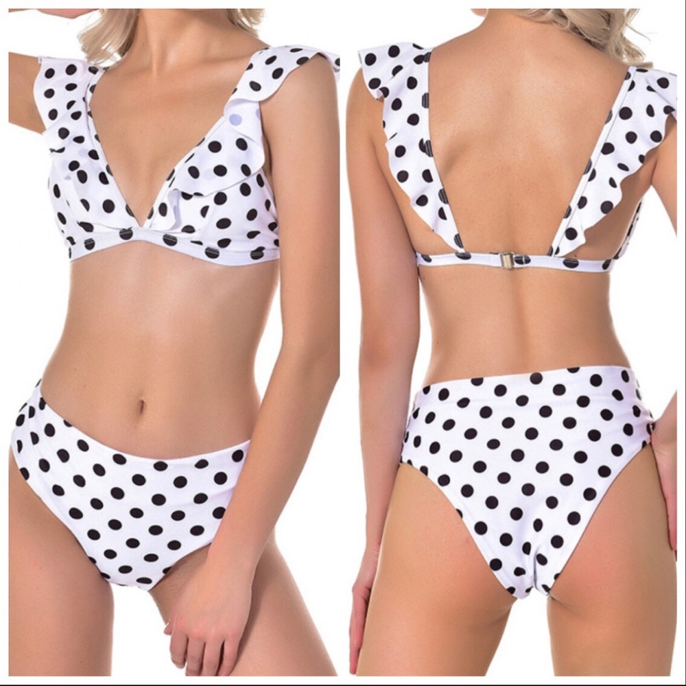 5⭐️WHITE POLKA BIKINI SWIMSUIT - Bikini - Picture 2 of 4
